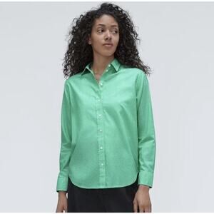 NWT Everlane The Silky Cotton Relaxed Button Down Shirt Striped Green Size 00